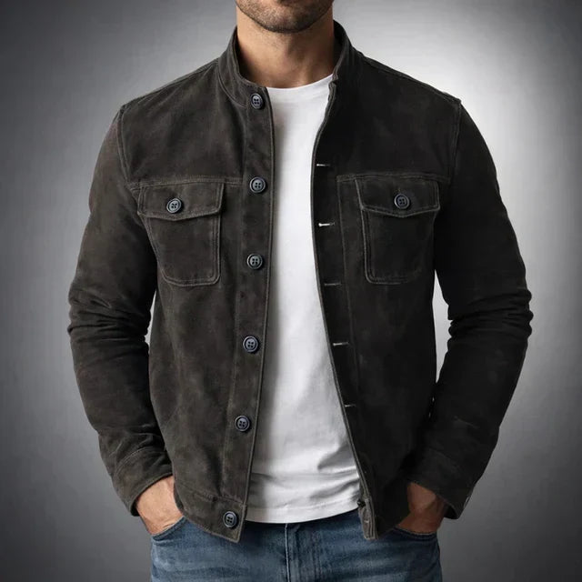 Men's Classic Military Style Jacket with Chest Flap Pockets
