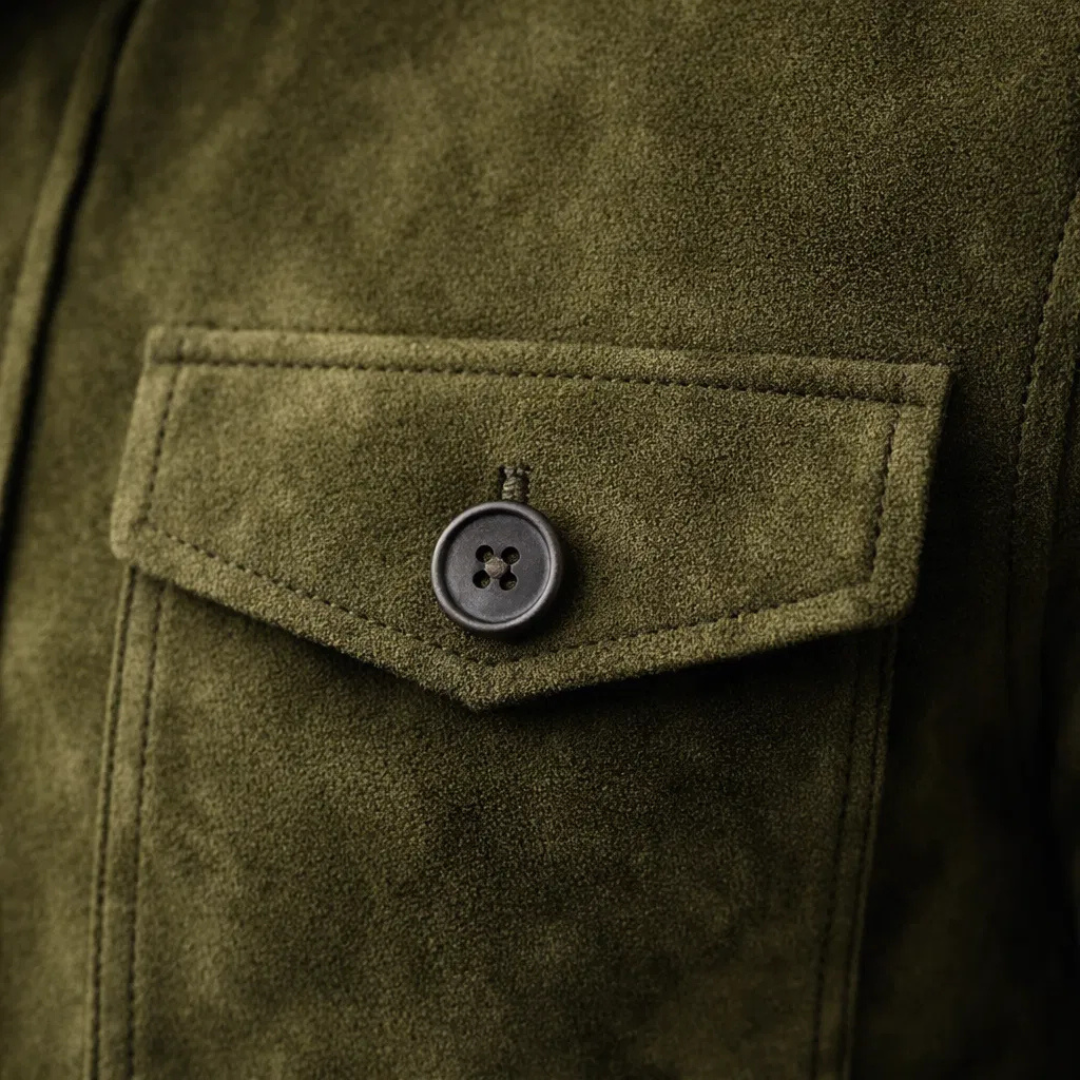 Men's Classic Military Style Jacket with Chest Flap Pockets