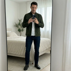 Men's Classic Military Style Jacket with Chest Flap Pockets