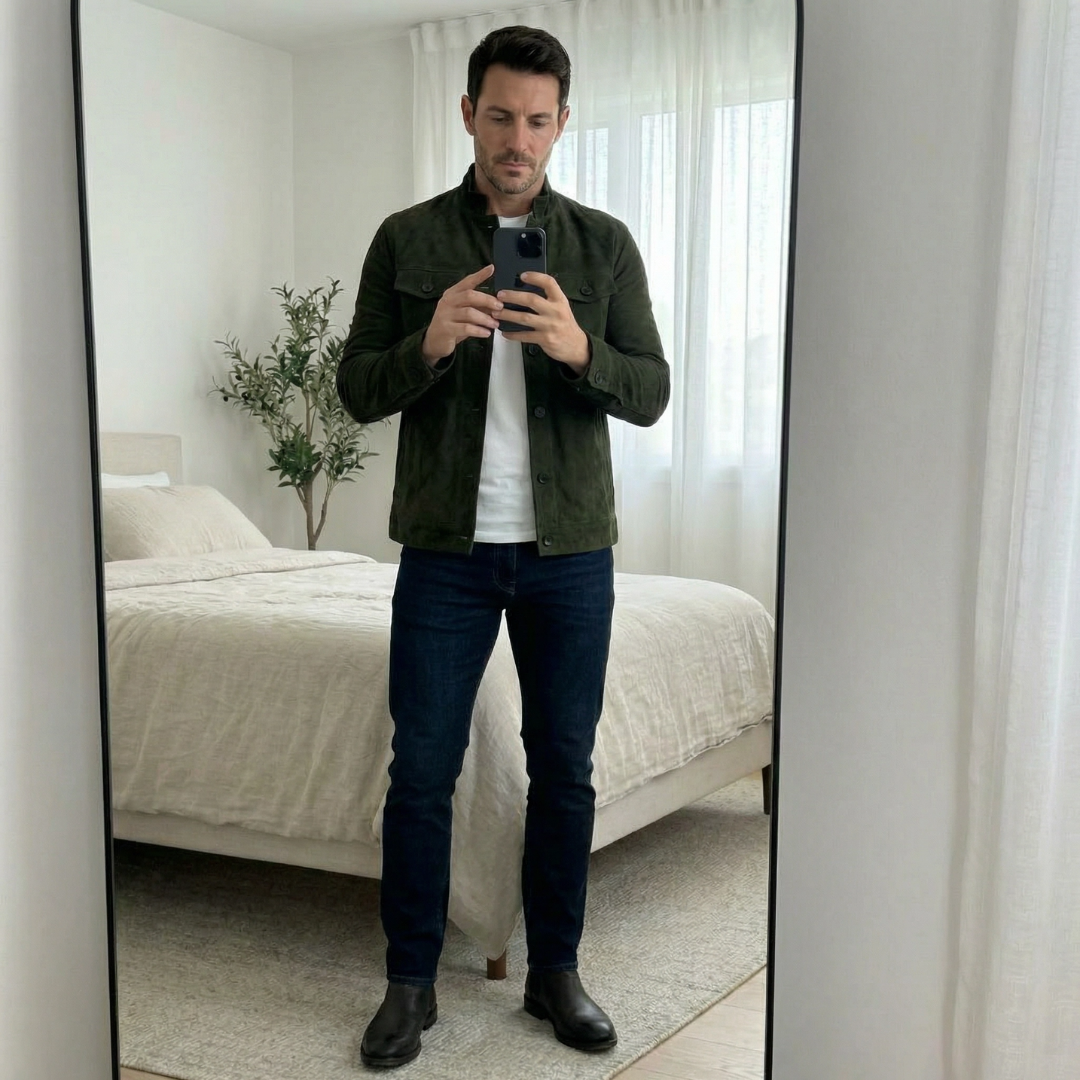 Men's Classic Military Style Jacket with Chest Flap Pockets
