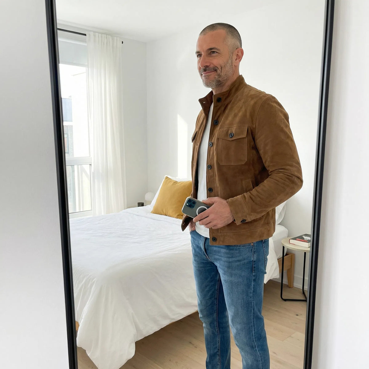 Men's Classic Military Style Jacket with Chest Flap Pockets