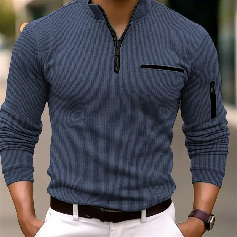 Men's Classic Quarter Zip Jumper with Sleeve Pocket