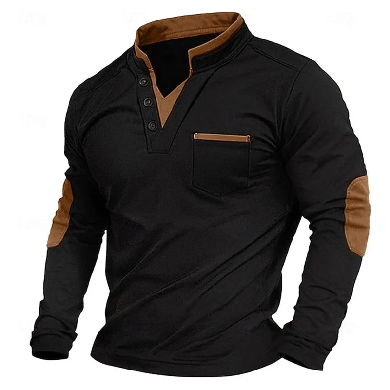 Men's Classic V-Neck Sweatshirt with Relaxed Fit