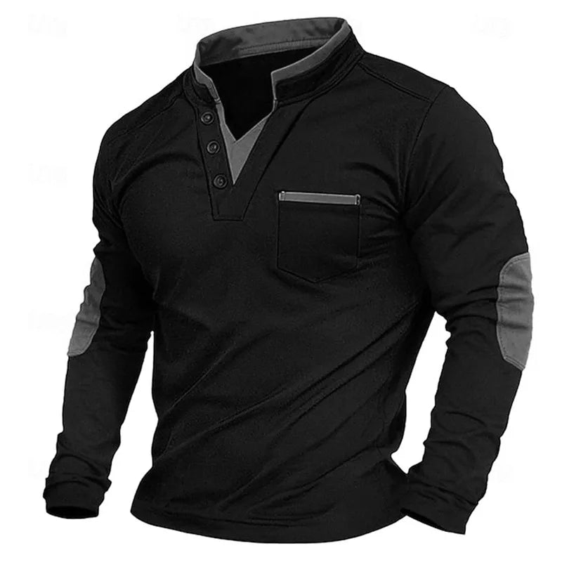 Men's Classic V-Neck Sweatshirt with Relaxed Fit