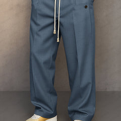 Men's Essential Straight Leg Trousers with Drawstring Waist
