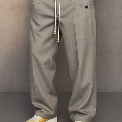 Men's Essential Straight Leg Trousers with Drawstring Waist