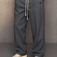 Men's Essential Straight Leg Trousers with Drawstring Waist