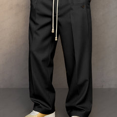 Men's Essential Straight Leg Trousers with Drawstring Waist