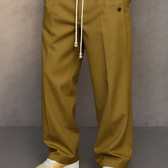 Men's Essential Straight Leg Trousers with Drawstring Waist