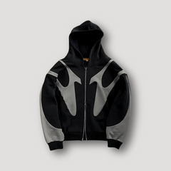 Men's Flame Pattern Zip-Up Hoodie with Cosy Hood