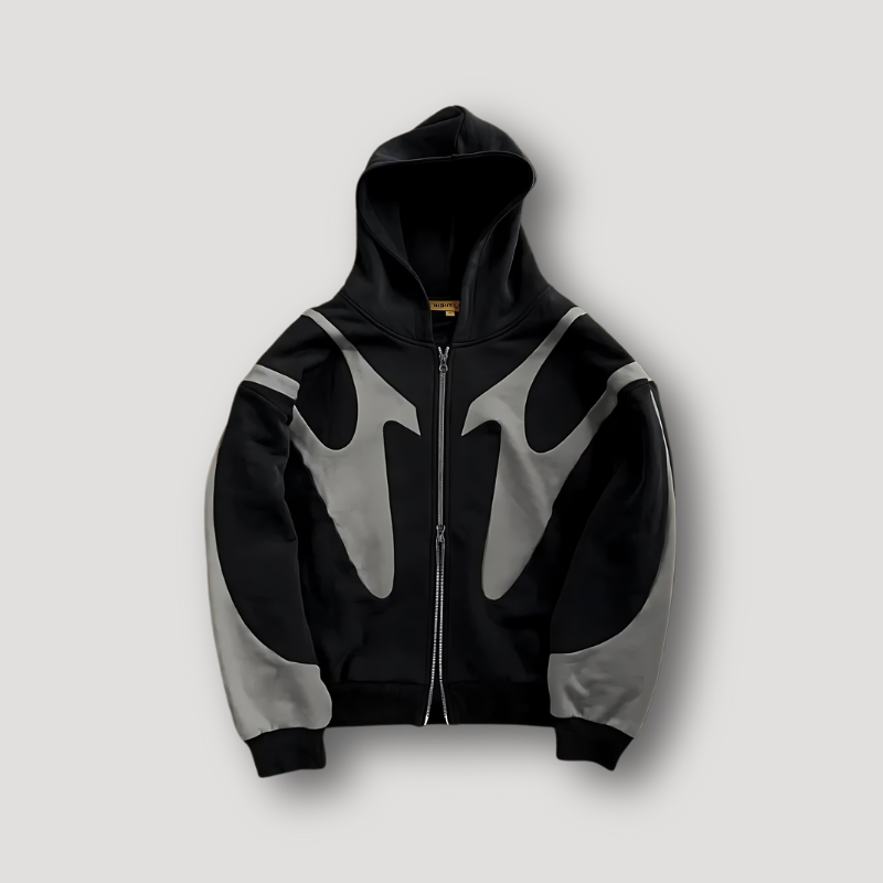 Men's Flame Pattern Zip-Up Hoodie with Cosy Hood