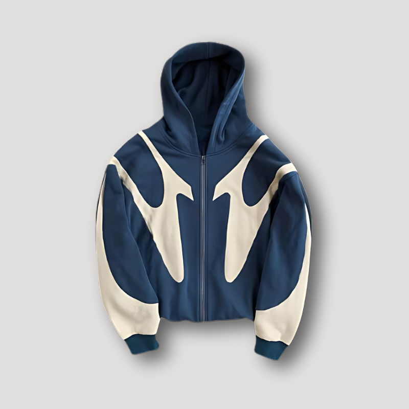 Men's Flame Pattern Zip-Up Hoodie with Cosy Hood