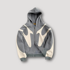 Men's Flame Pattern Zip-Up Hoodie with Cosy Hood
