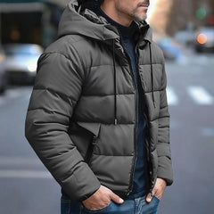 Men's Hooded Puffer Jacket with Quilted Design
