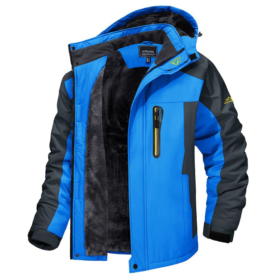 Men's Insulated Cold Weather Jacket with Hood and Zip Pockets