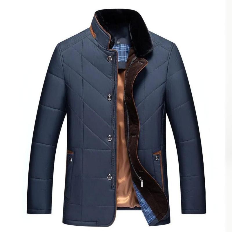 Men's Lightweight Winter Jacket with Stand-Up Collar