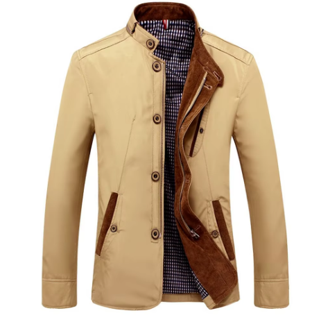 Men's Lightweight Winter Jacket with Stand-Up Collar