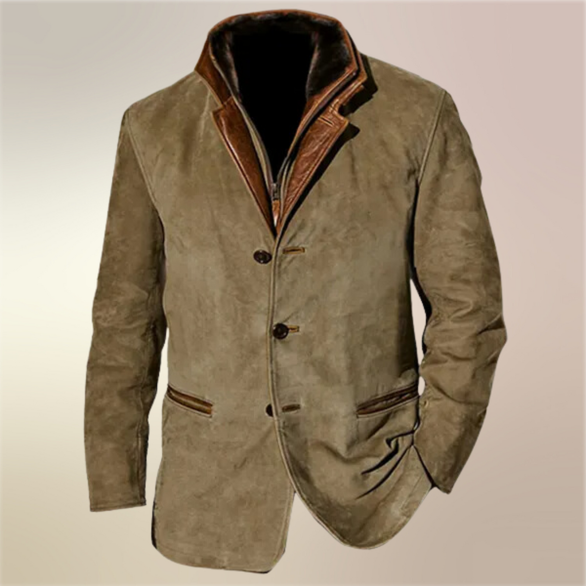 Men's Lined Vintage Jacket with Layered Collar
