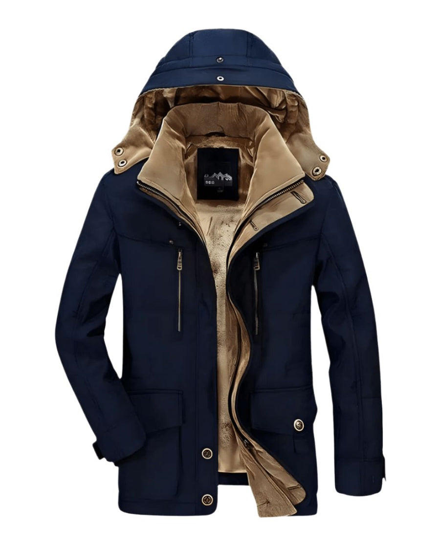 Men's Longline Hooded Winter Jacket with Padded Interior