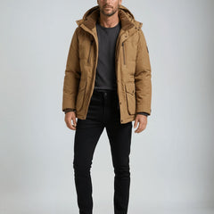 Men's Longline Hooded Winter Jacket with Padded Interior