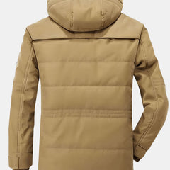 Men's Longline Hooded Winter Jacket with Padded Interior