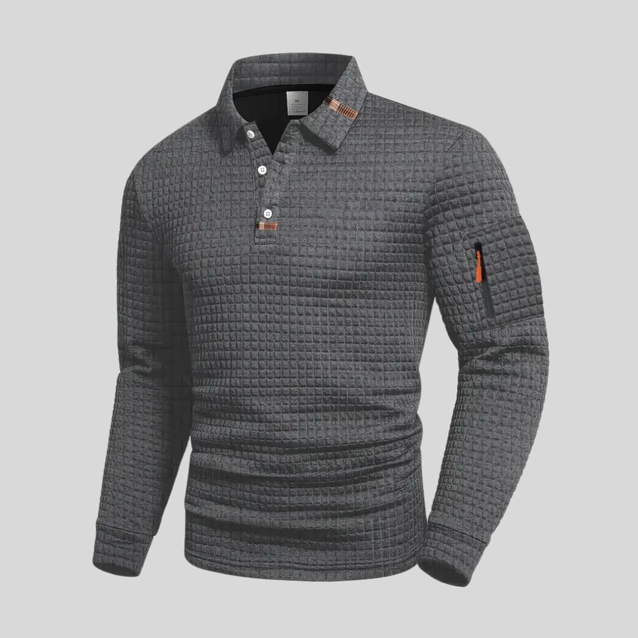 Men's Polo Collar Jumper with Zip Sleeve Pocket
