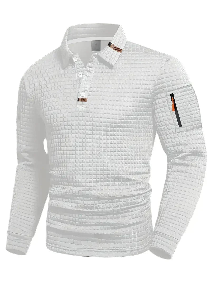 Men's Polo Collar Jumper with Zip Sleeve Pocket