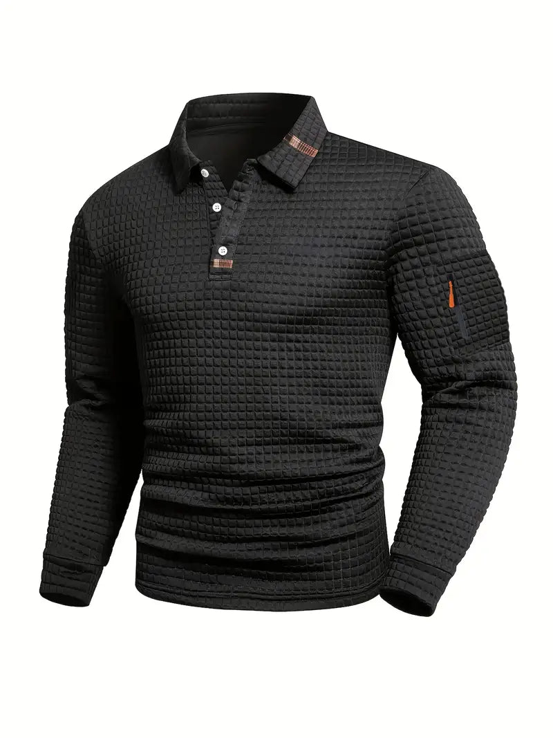 Men's Polo Collar Jumper with Zip Sleeve Pocket