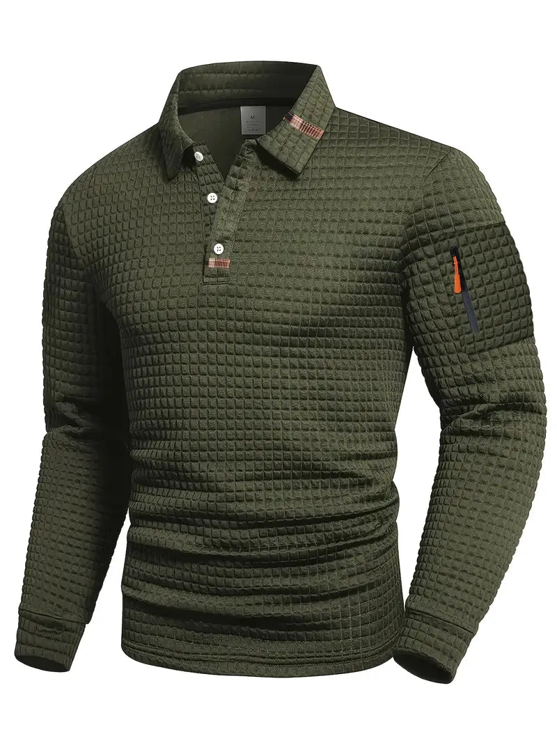 Men's Polo Collar Jumper with Zip Sleeve Pocket
