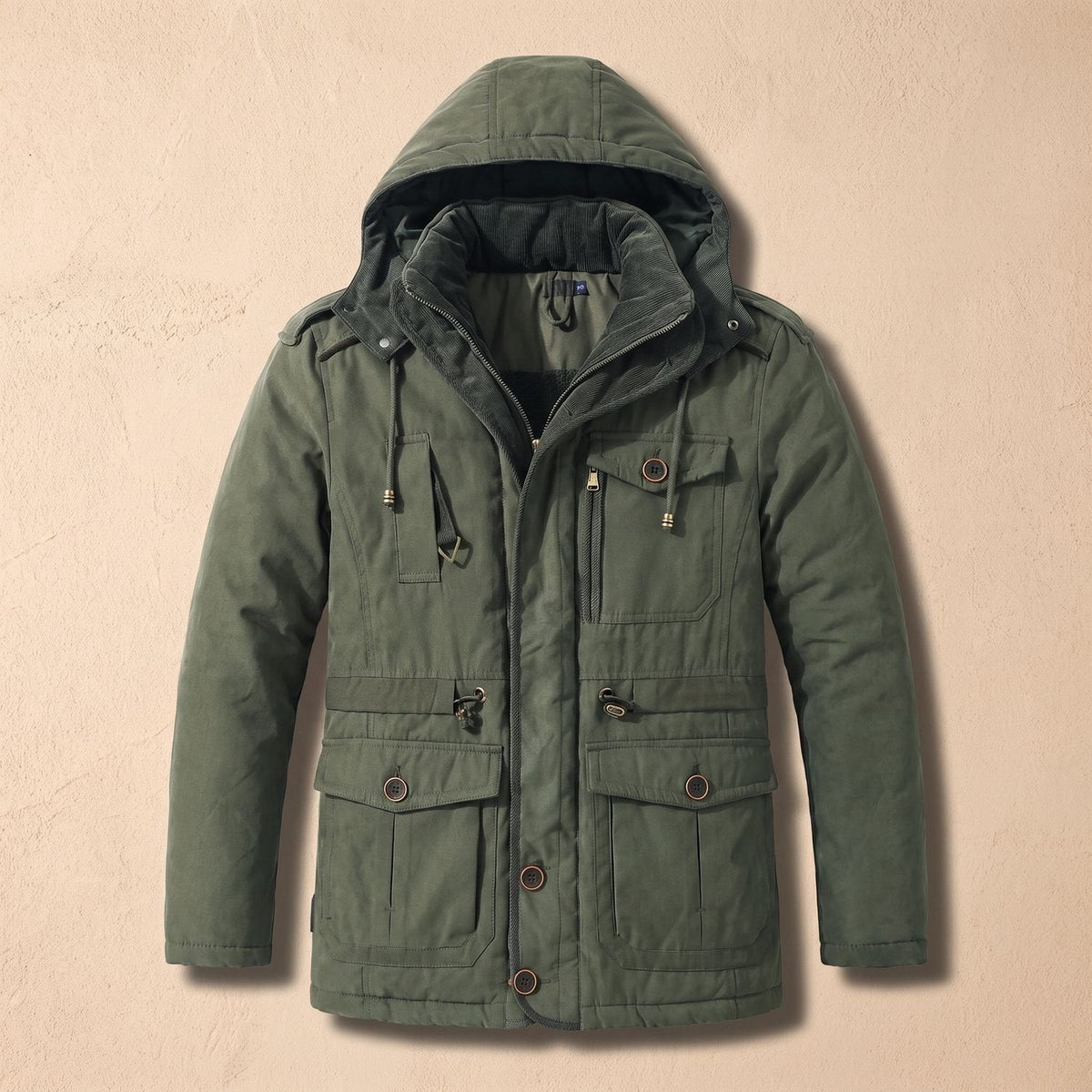Men's Quilted Hooded Winter Jacket with Warm Lining
