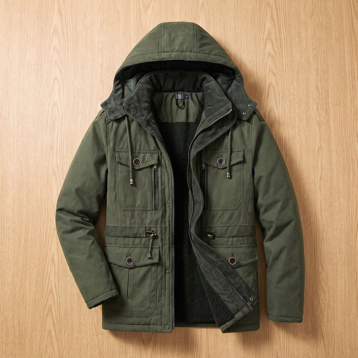 Men's Quilted Hooded Winter Jacket with Warm Lining