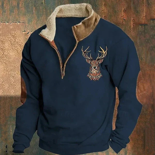 Men's Relaxed Quarter Zip Jumper with Simple Clean Lines