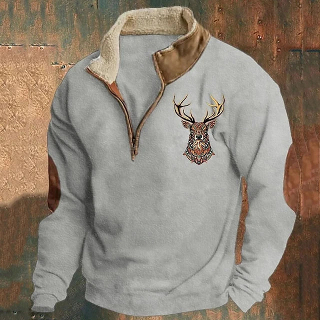 Men's Relaxed Quarter Zip Jumper with Simple Clean Lines