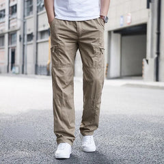 Men's Relaxed Stretch Cargo Trousers with Elastic Waist