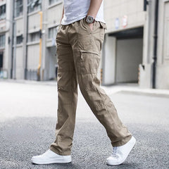 Men's Relaxed Stretch Cargo Trousers with Elastic Waist
