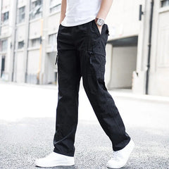 Men's Relaxed Stretch Cargo Trousers with Elastic Waist