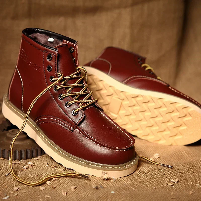 Men's Retro Winter Boots with Padded Insole and Sturdy Sole