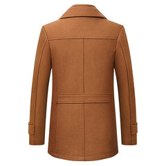 Men's Tailored Business Coat with Double Layer Stand Collar