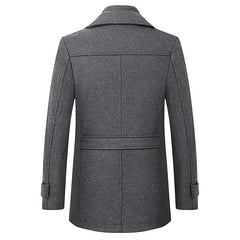 Men's Tailored Business Coat with Double Layer Stand Collar