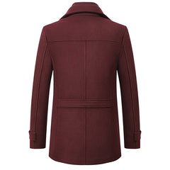 Men's Tailored Business Coat with Double Layer Stand Collar