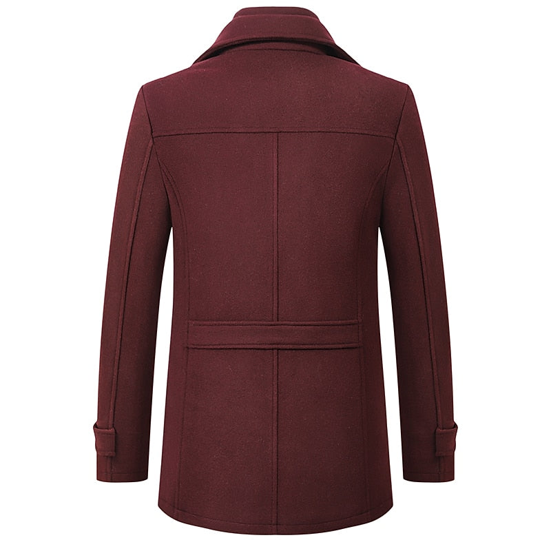 Men's Tailored Business Coat with Double Layer Stand Collar