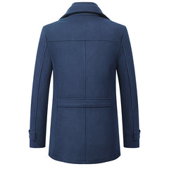 Men's Tailored Business Coat with Double Layer Stand Collar