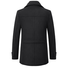 Men's Tailored Business Coat with Double Layer Stand Collar