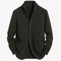 Men's Tailored Button-Front Cardigan with Structured Fit
