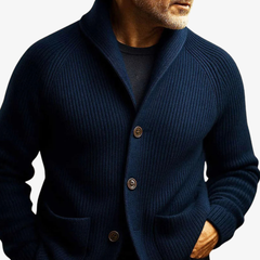 Men's Tailored Button-Front Cardigan with Structured Fit