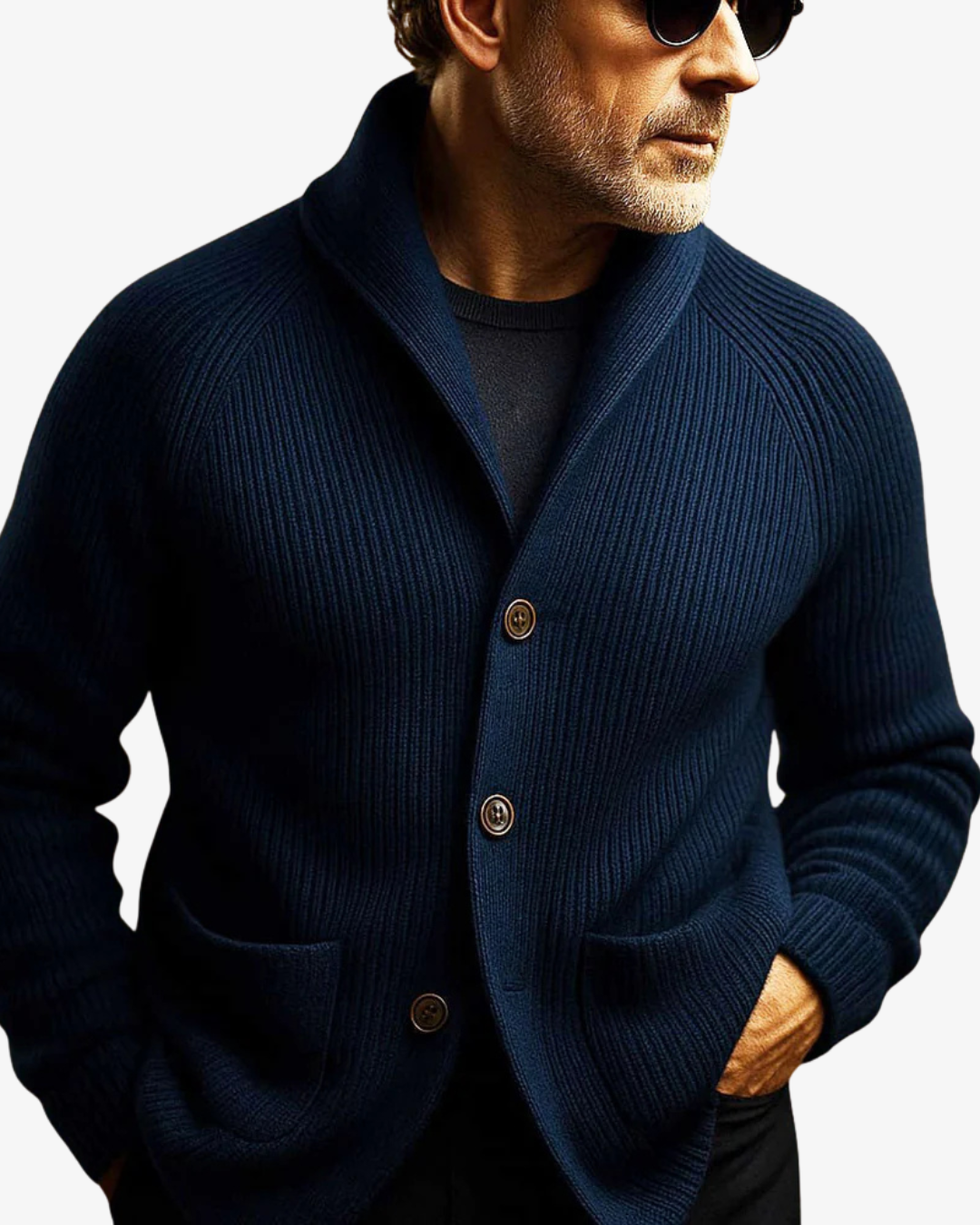 Men's Tailored Button-Front Cardigan with Structured Fit