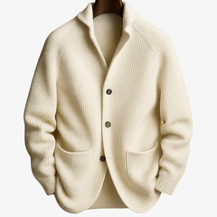 Men's Tailored Button-Front Cardigan with Structured Fit