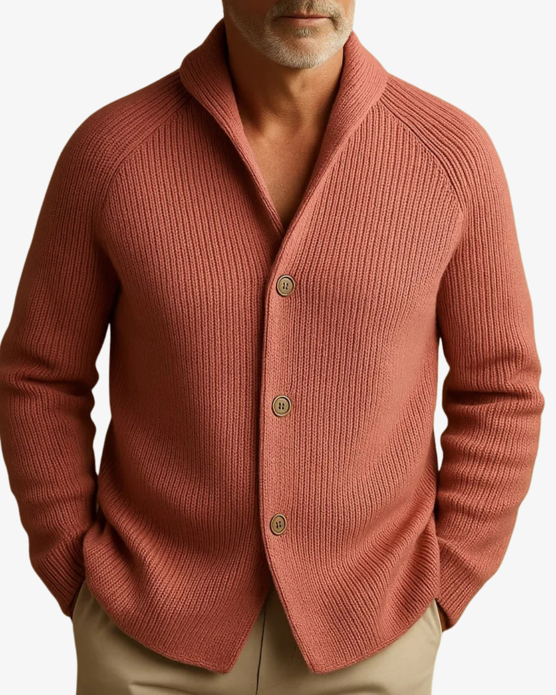 Men's Tailored Button-Front Cardigan with Structured Fit