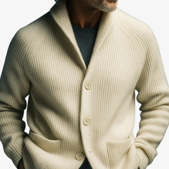 Men's Tailored Button-Front Cardigan with Structured Fit