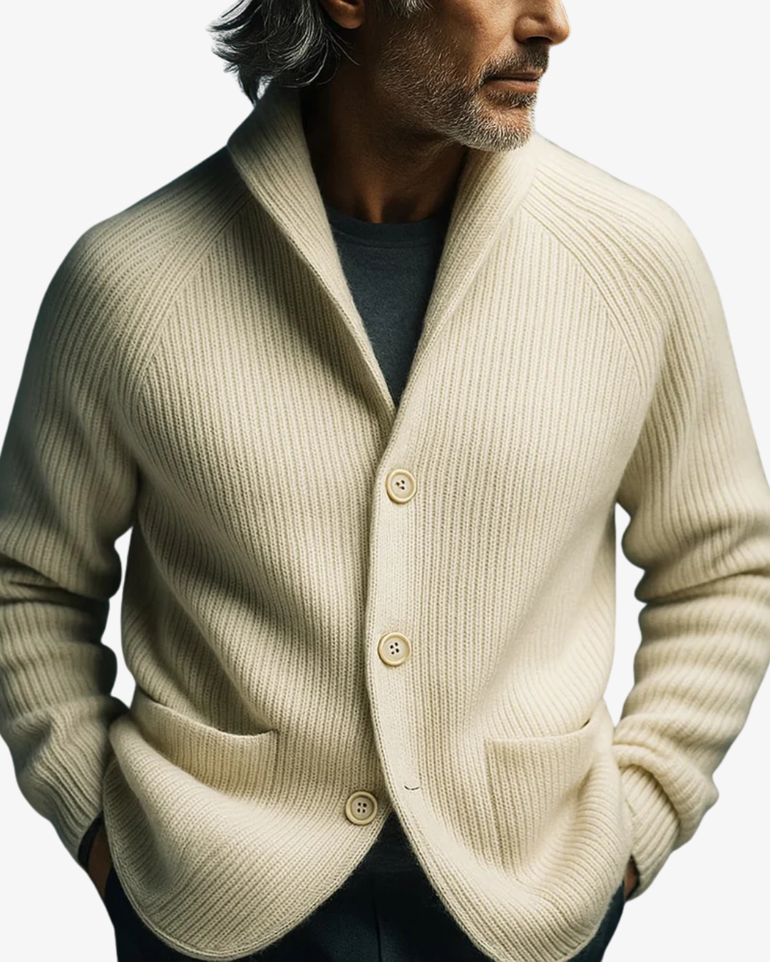 Men's Tailored Button-Front Cardigan with Structured Fit